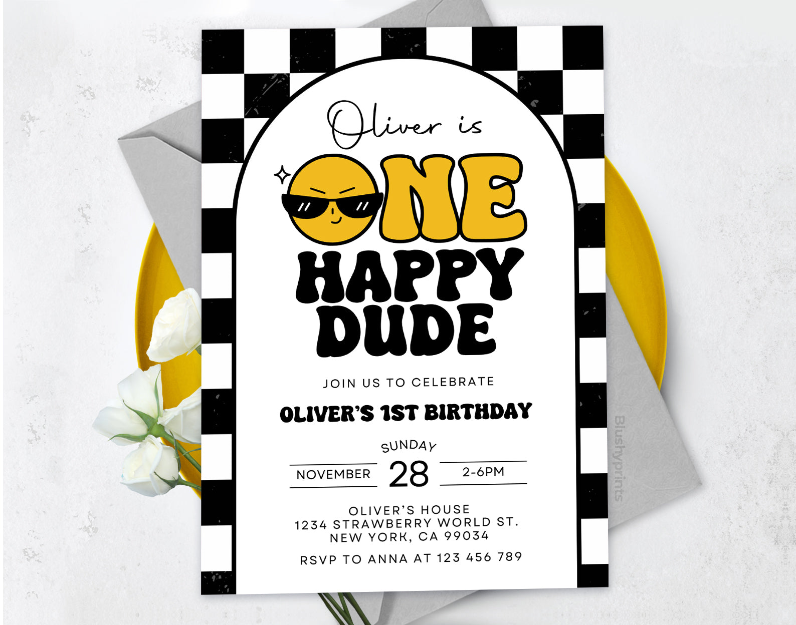 One Happy Dude Birthday Invitation Etemply