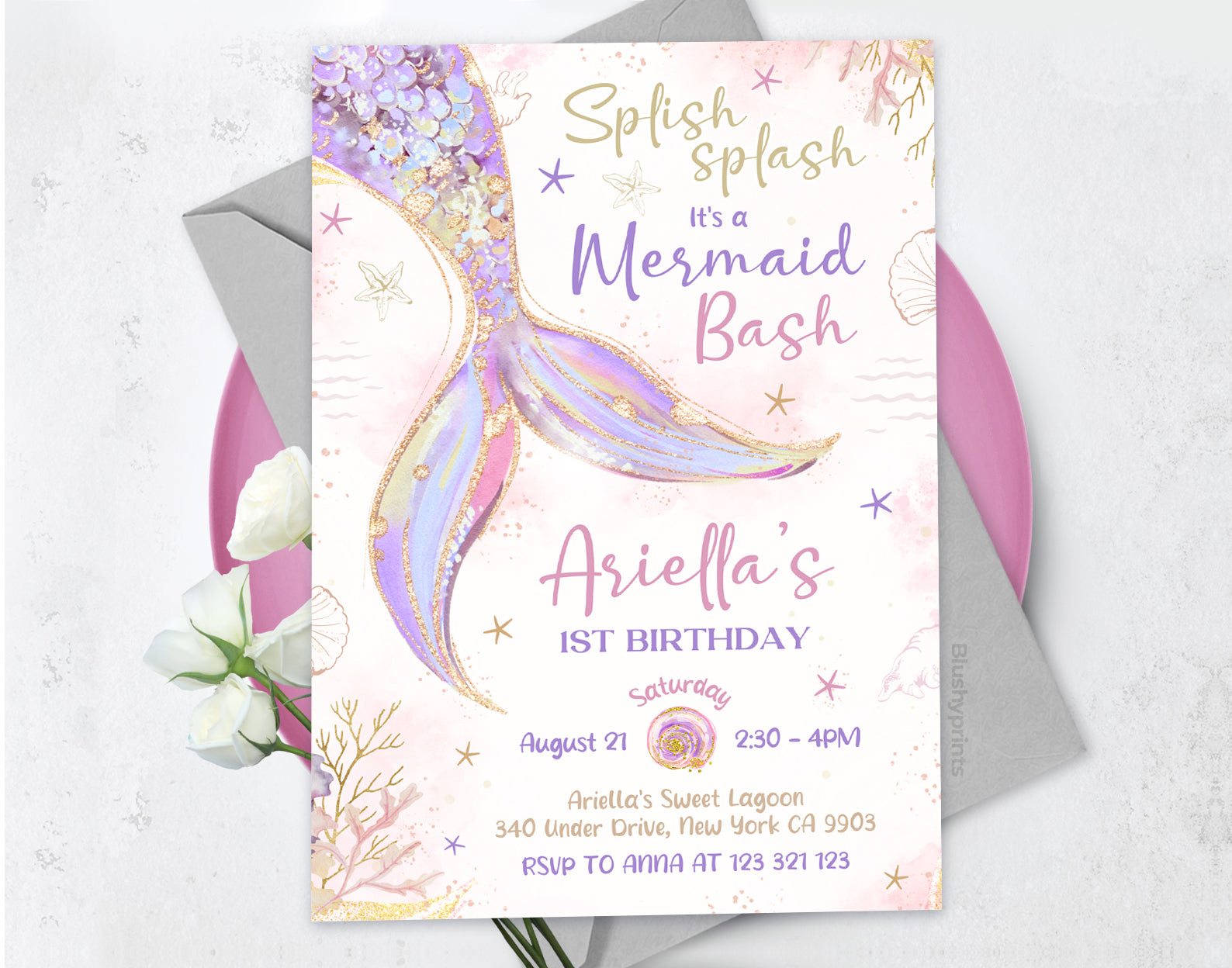 Mermaid Birthday Invitation, Mermaid Party Invite Etemply