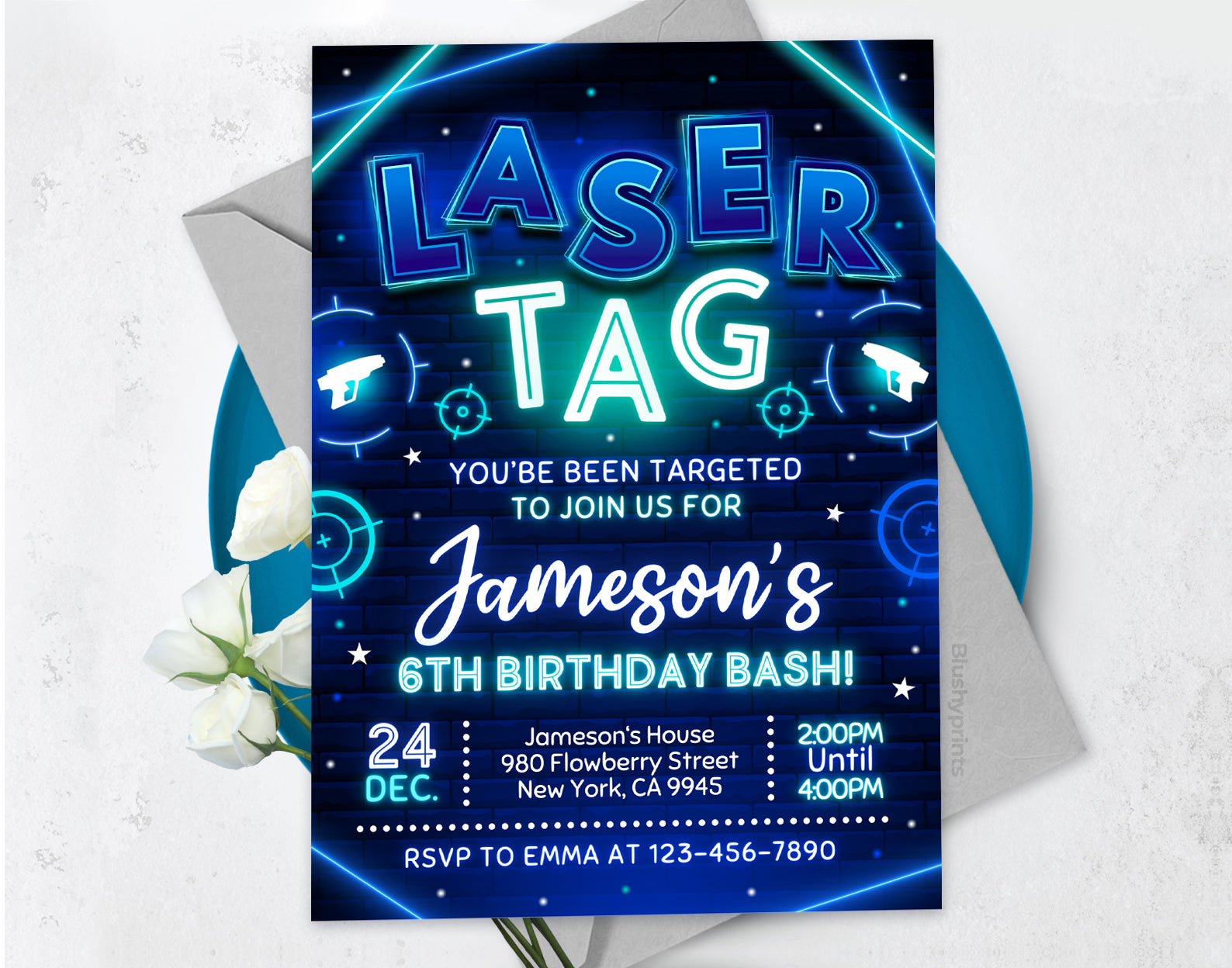 Laser Tag Birthday Invitation Etemply