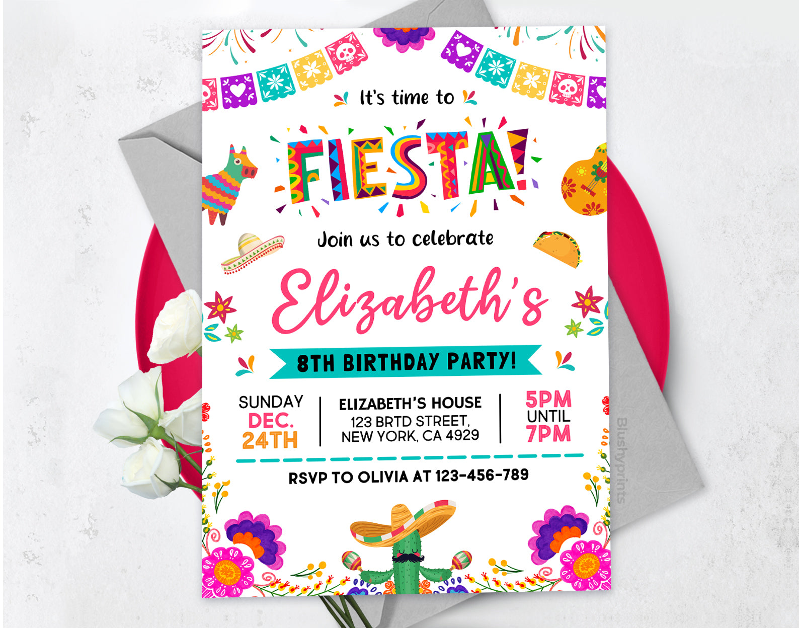 Fiesta Party Invitation, Mexican Birthday Invite Etemply