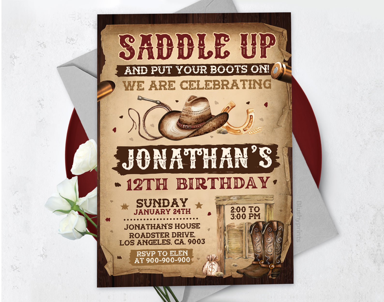 Western Birthday Invitation Etemply