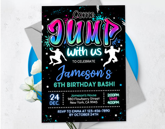 Jump Birthday Invitation Etemply