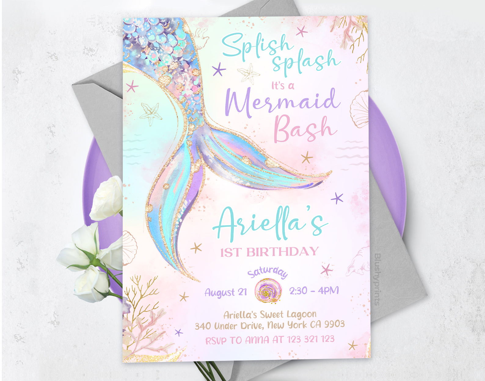 Mermaid Birthday Invitation, Mermaid Party Invite Etemply