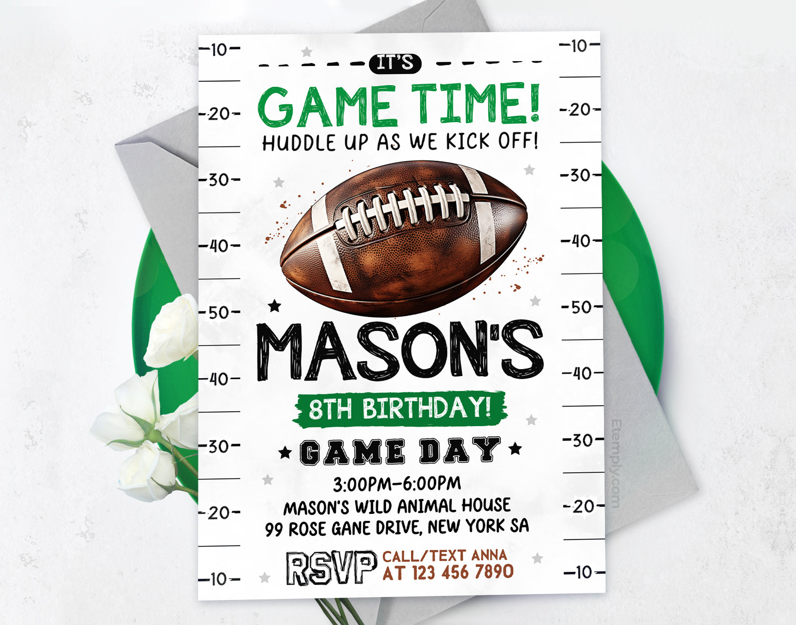 Football Birthday Invitation Etemply