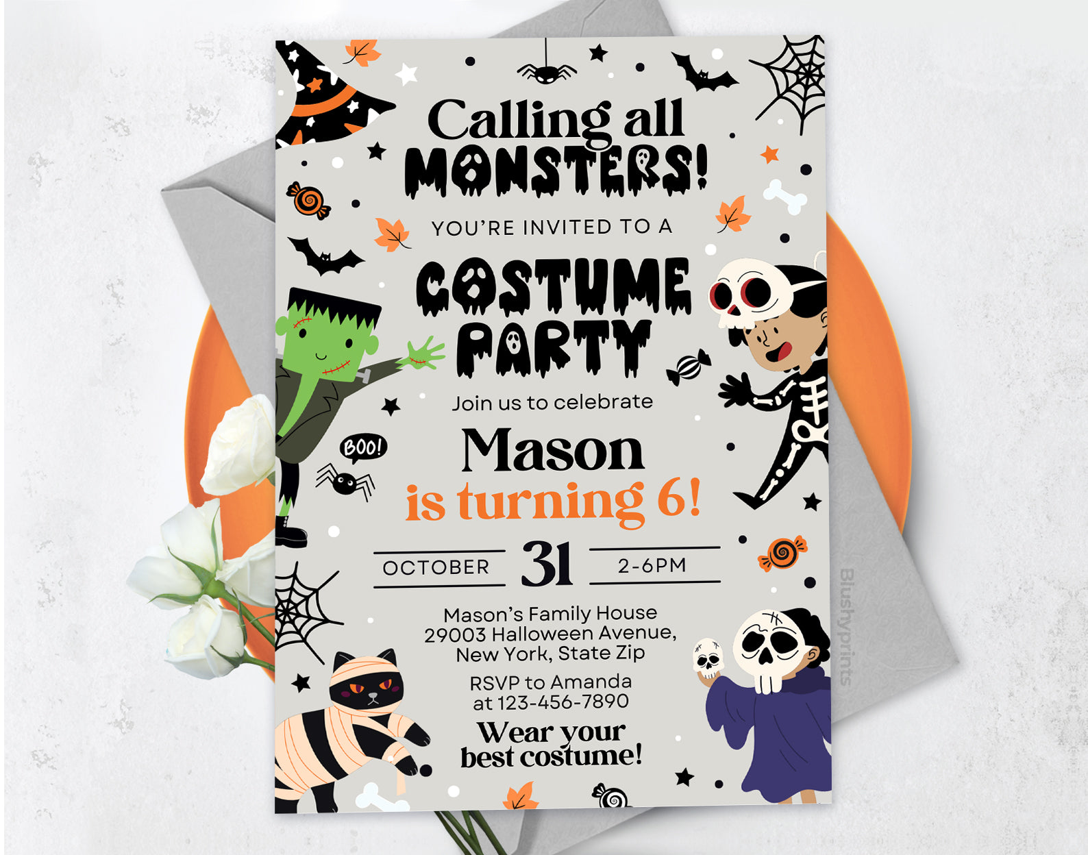 Halloween Costume Party Invitation, Halloween Party Invite Etemply