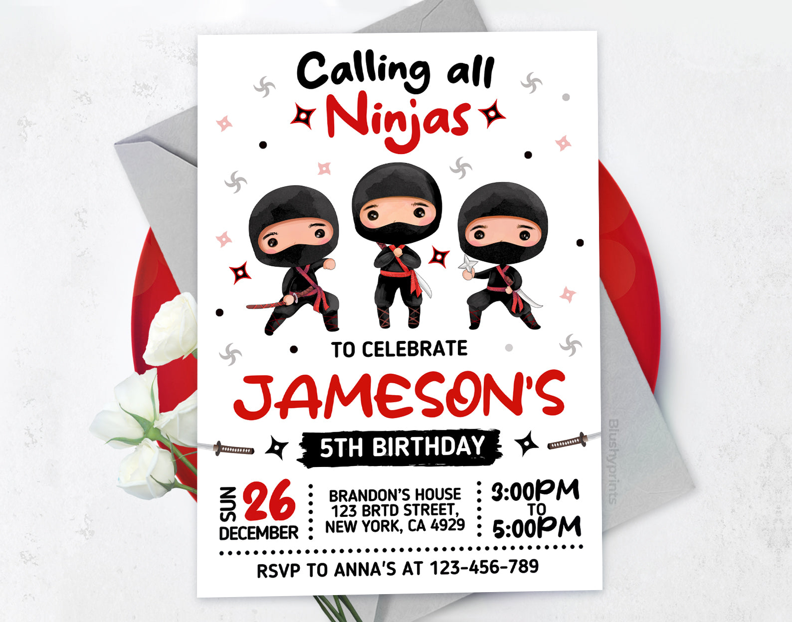 Ninja Birthday Invitation Etemply