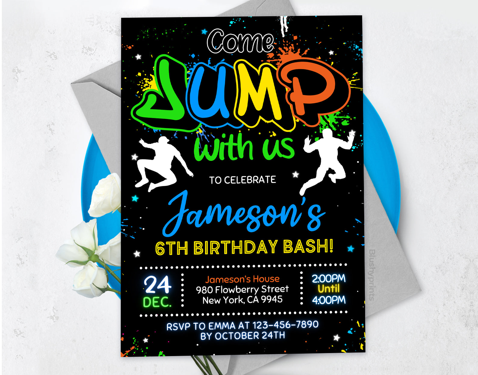 Jump Birthday Invitation Etemply