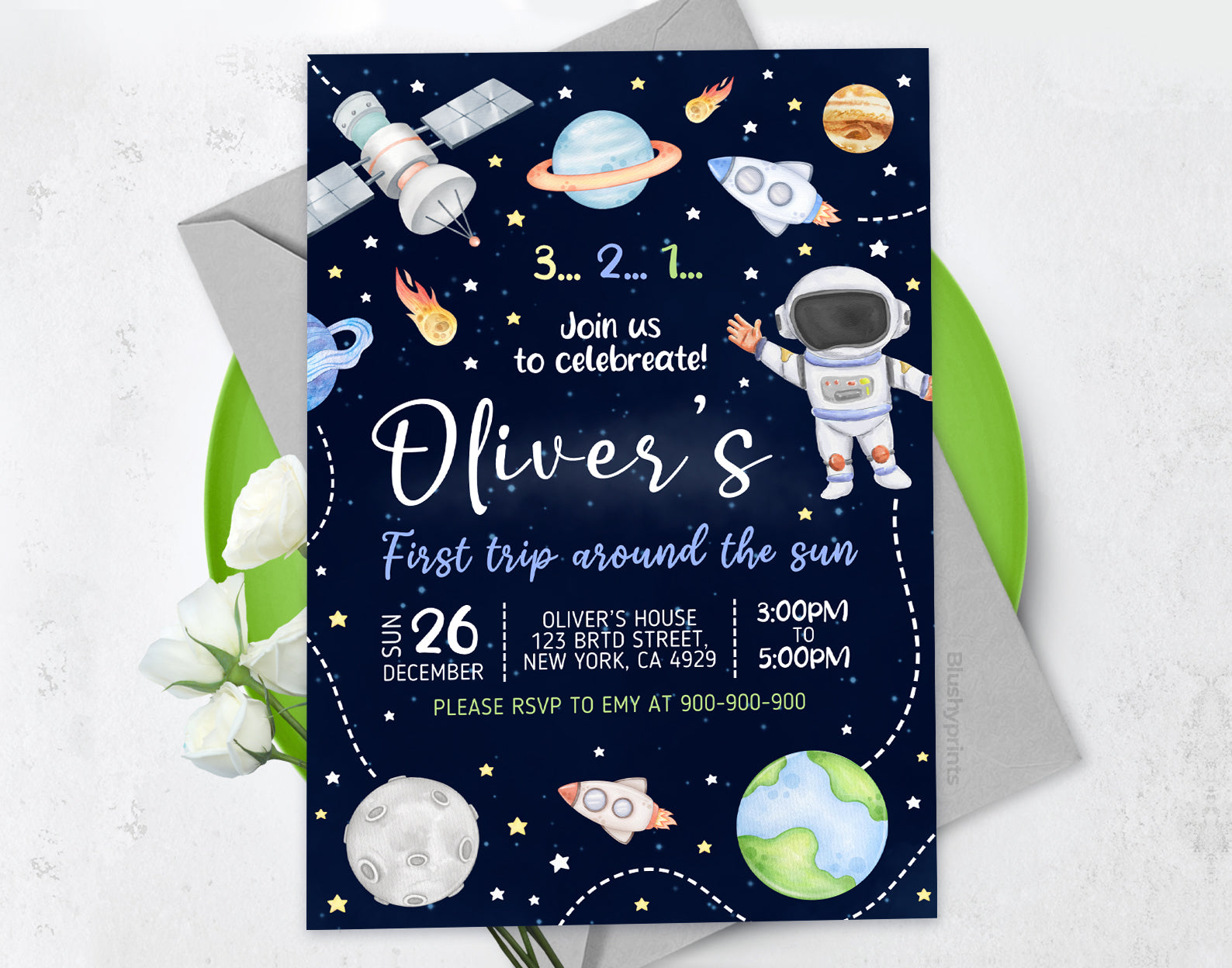 Space Birthday Invitation Etemply