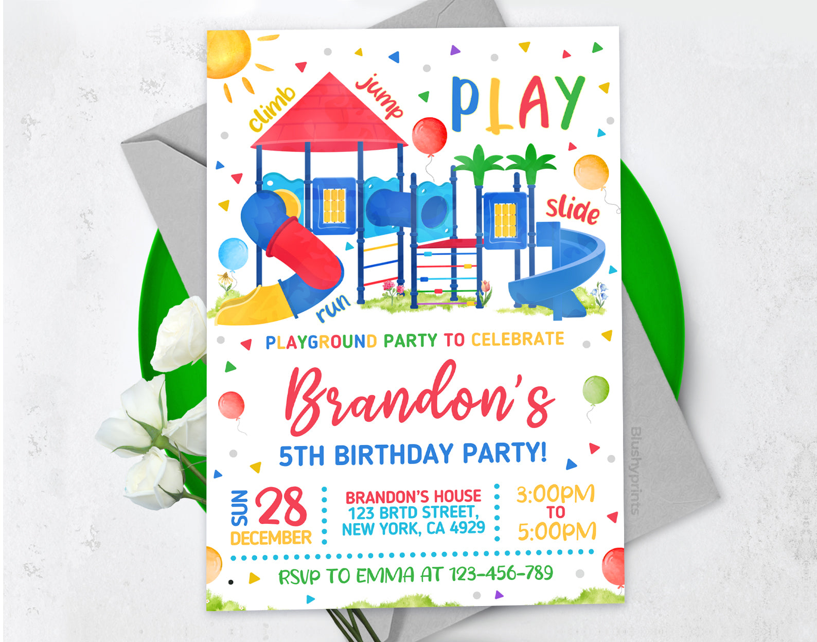 Park Playground Birthday Invitation Etemply