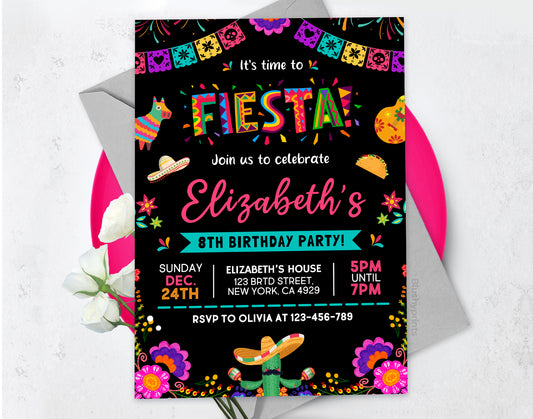 Fiesta Party Invitation, Mexican Birthday Invite Etemply