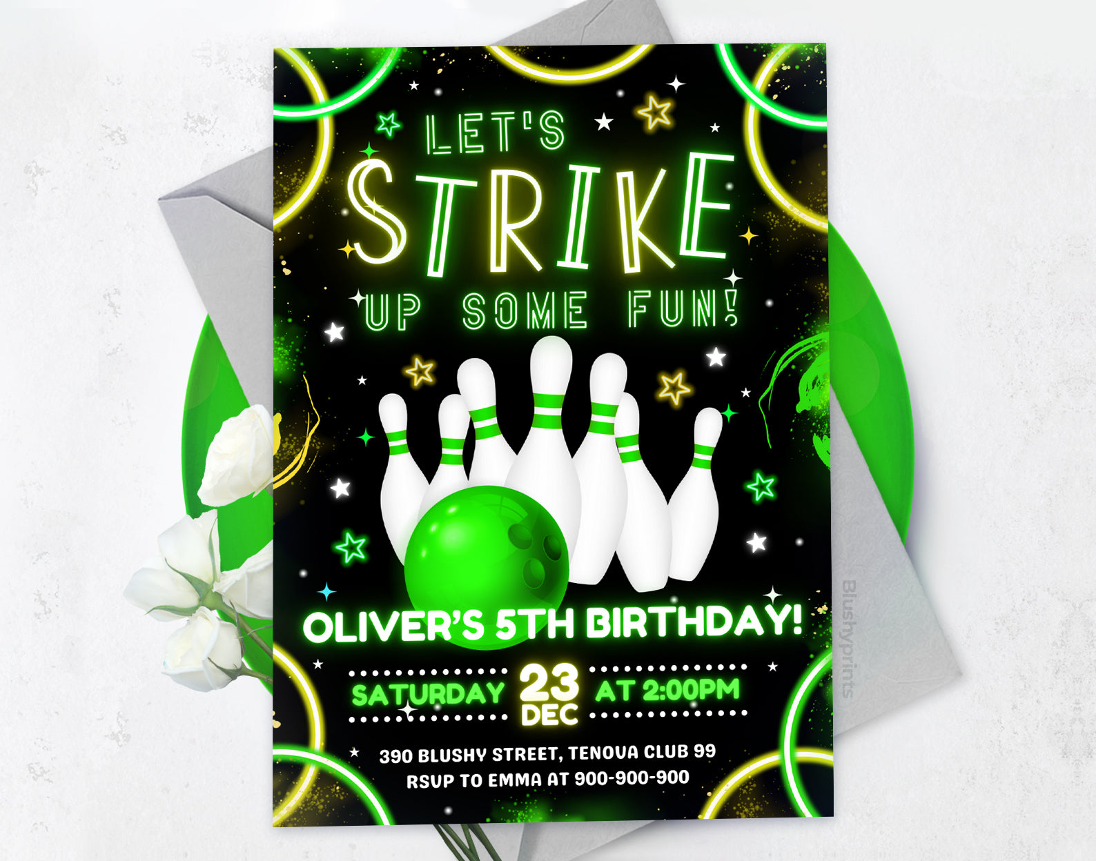 Bowling Birthday Invitation Etemply