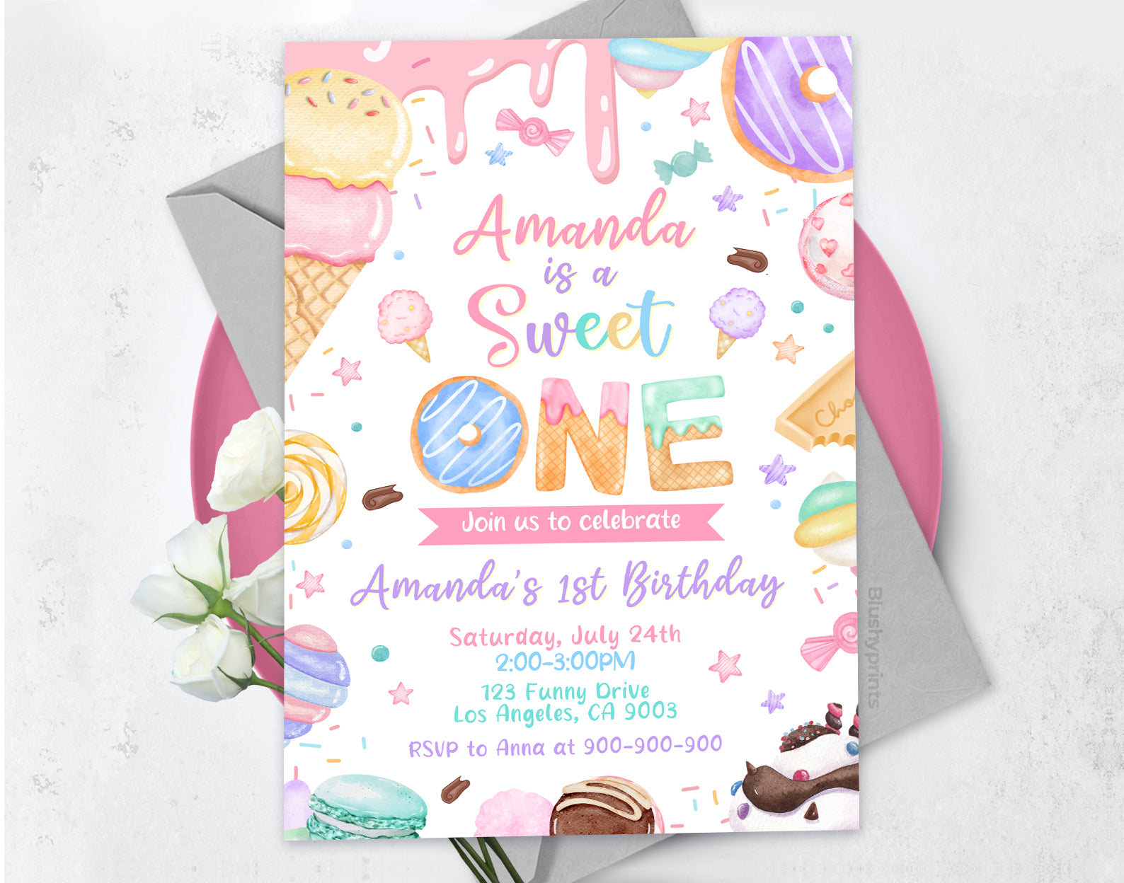 Sweet One Birthday Invitation Etemply