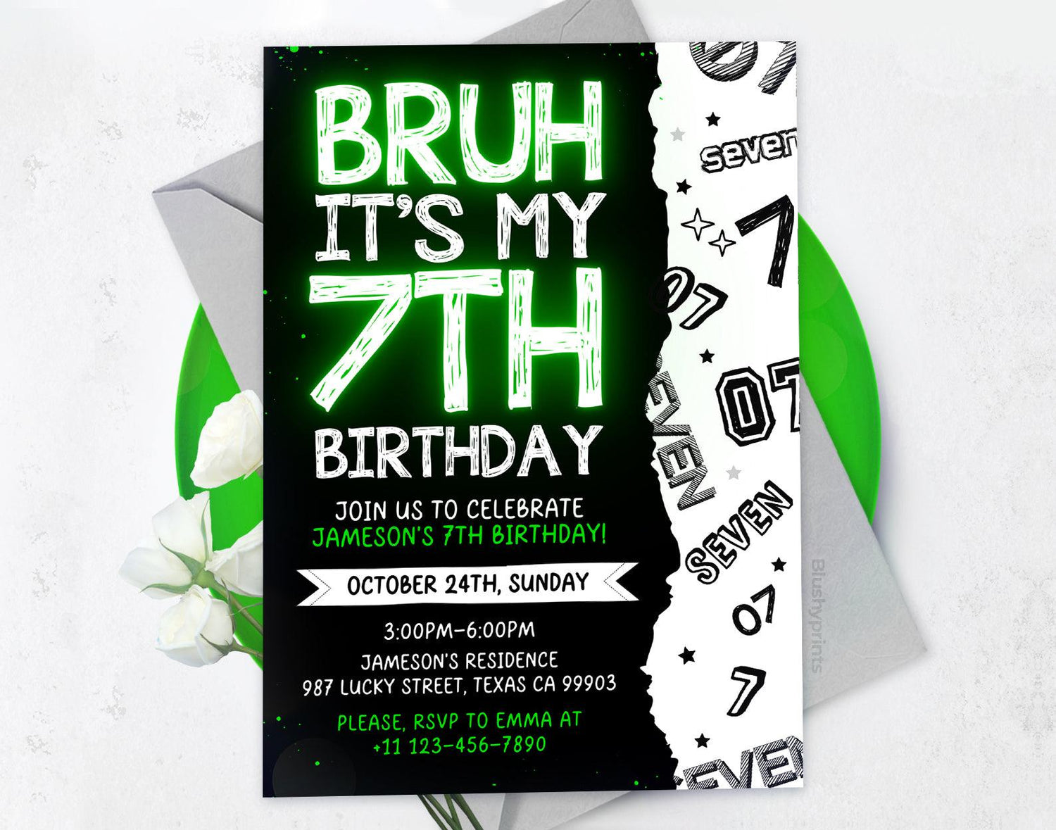 7th Birthday Invitations