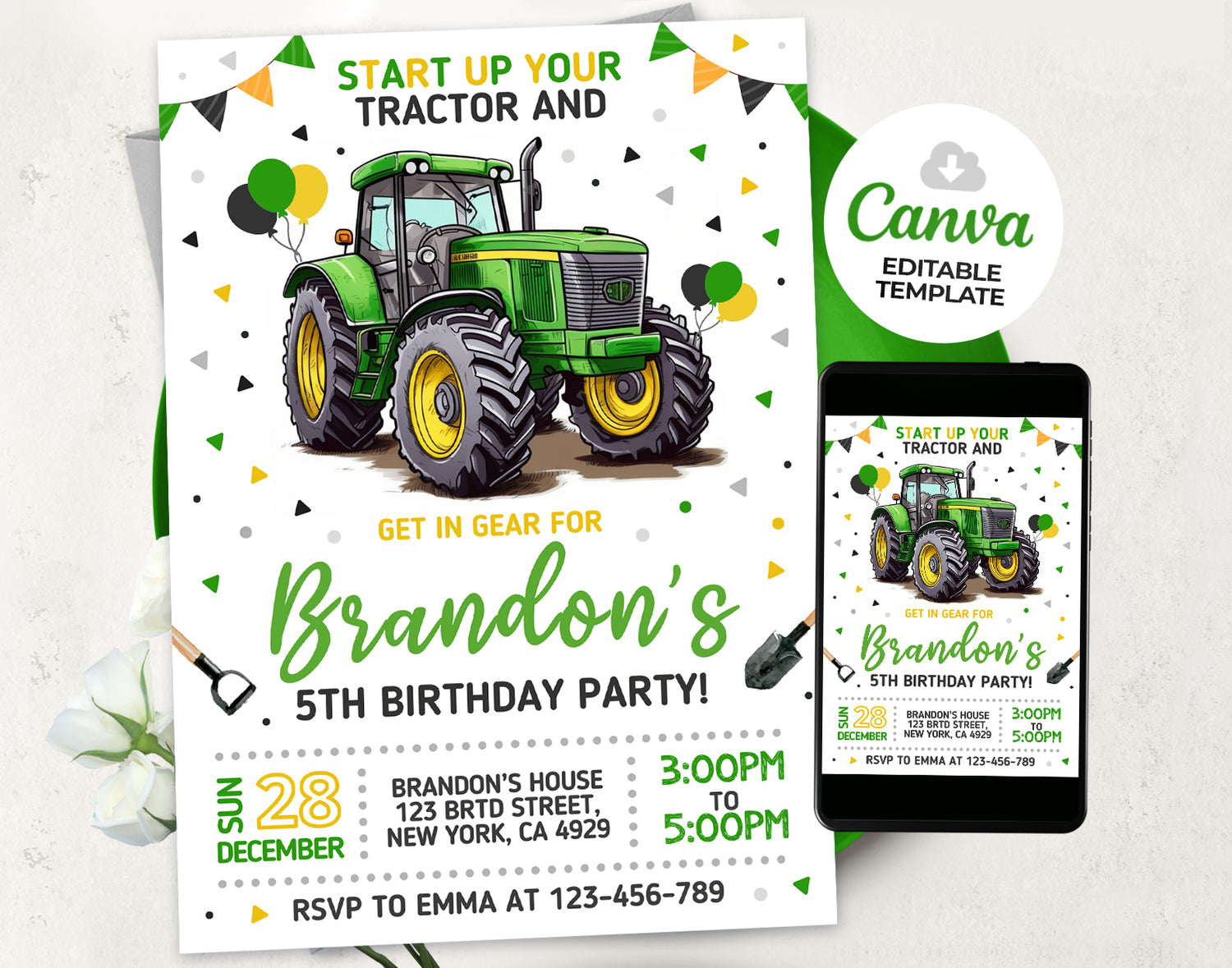 Tractor Birthday Invitations