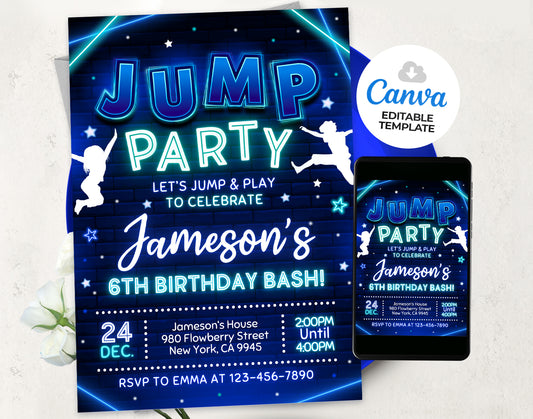 Jump Birthday Invitation Etemply