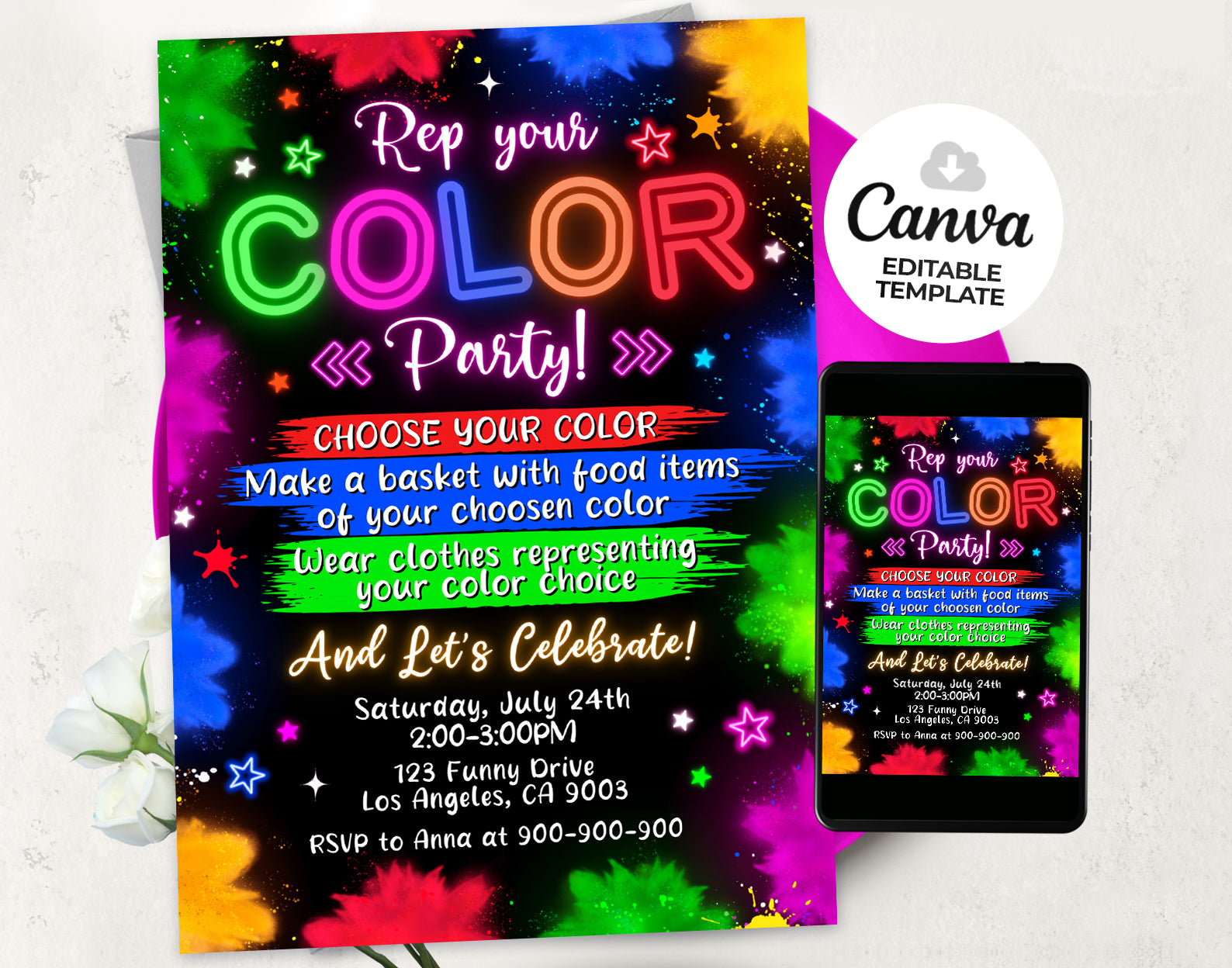 Color Party Invitation, Rep your color party invitation Etemply