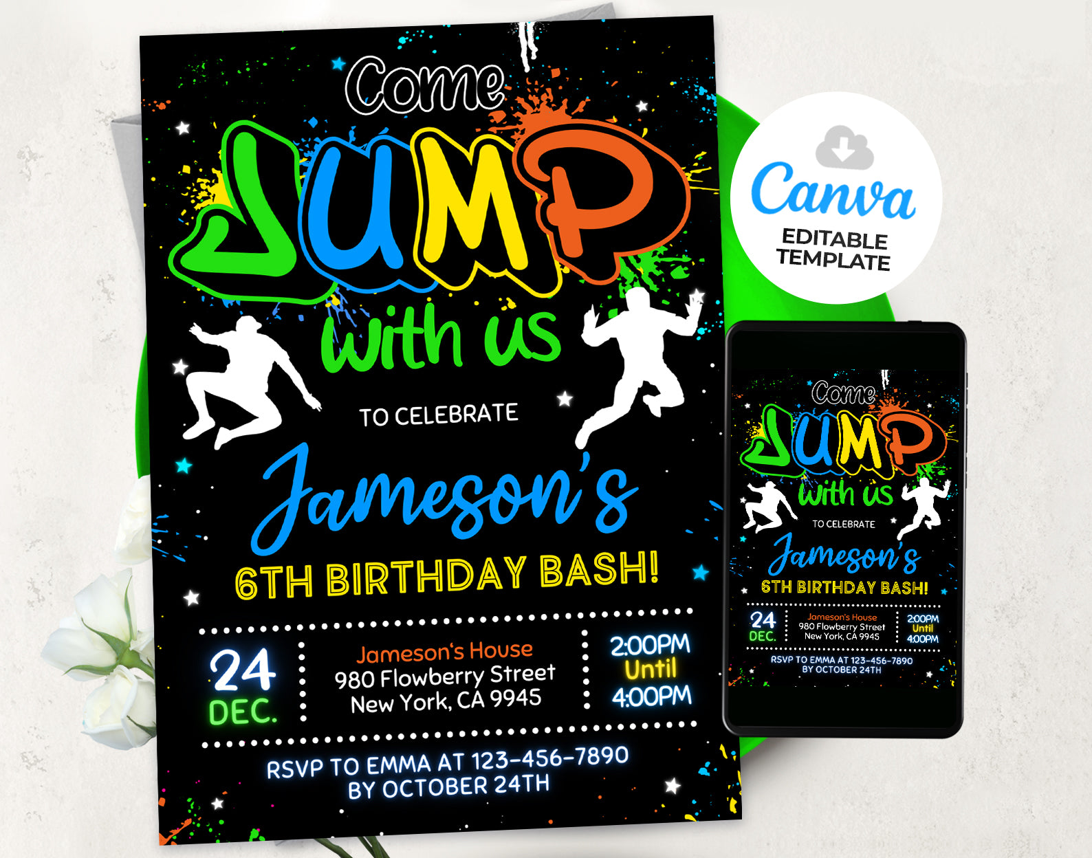 Jump Birthday Invitation Etemply