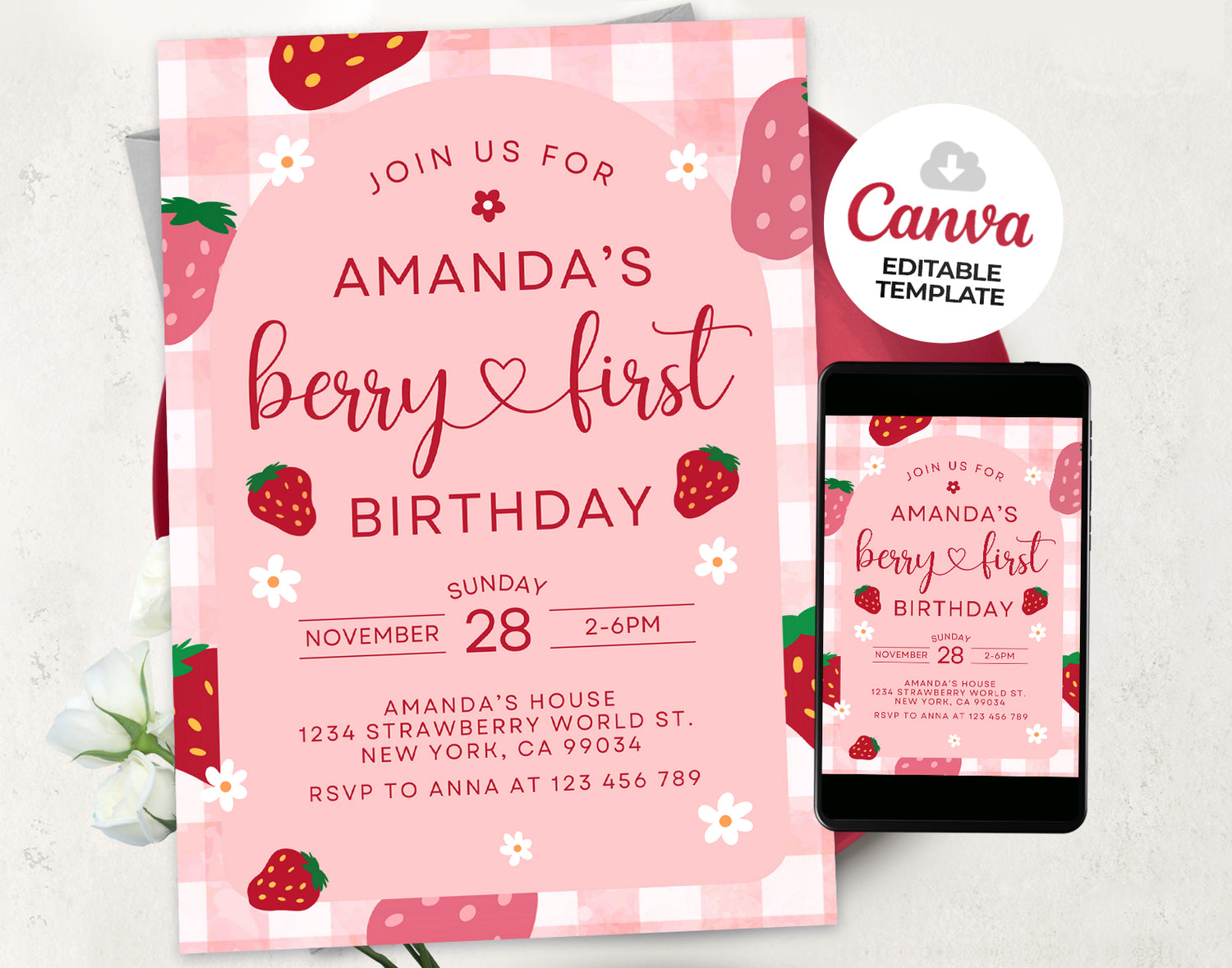 Berry First Birthday Invitations