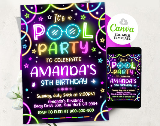 Swimming Pool Party Invitation Etemply