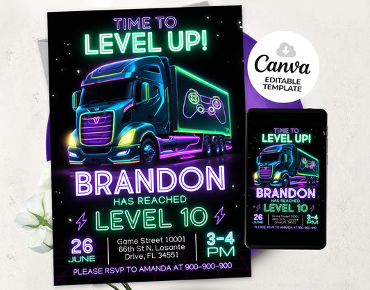 Game Truck Invitation, Game Truck Invite, Gamer Invitation