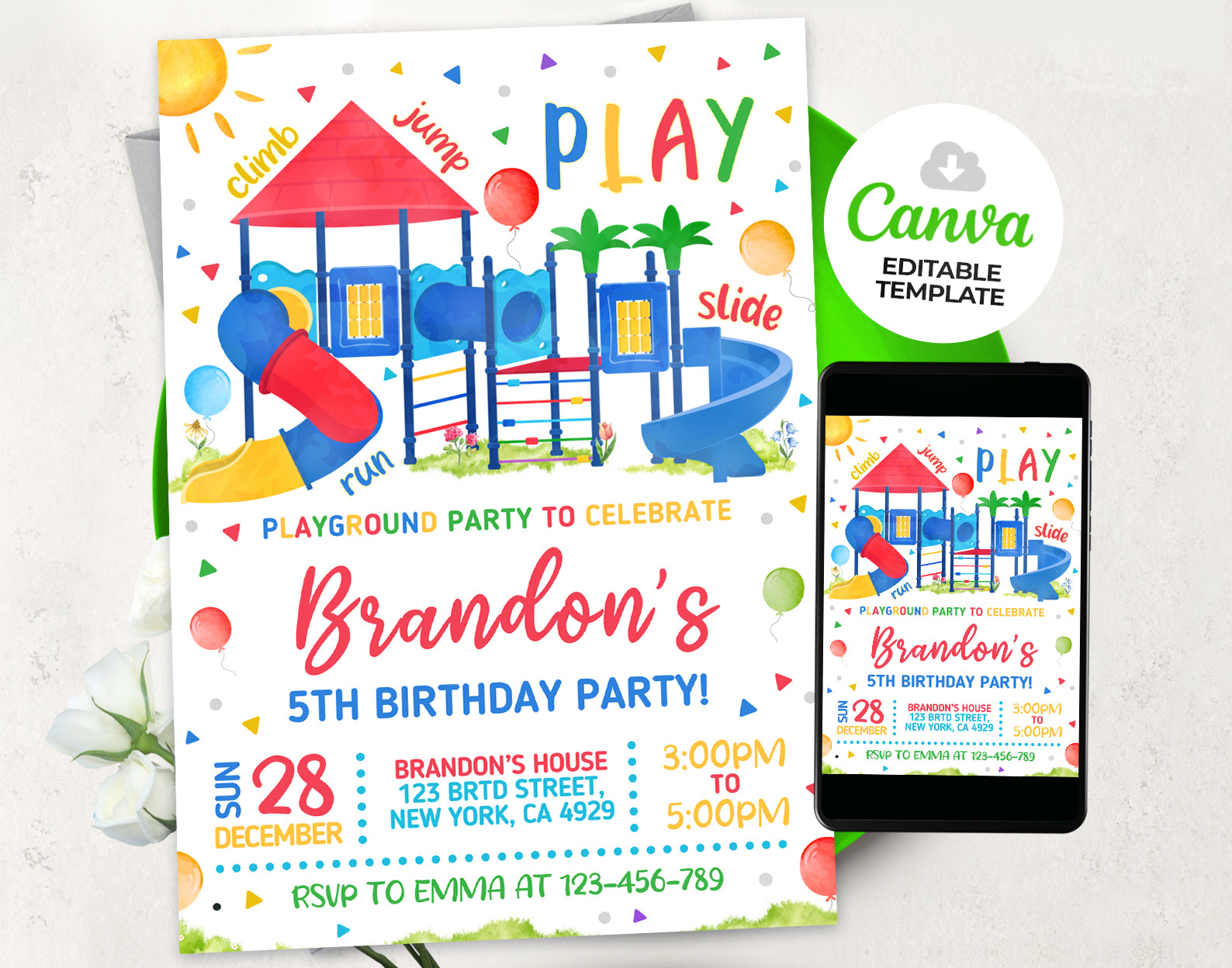 Park Playground Birthday Invitation Etemply