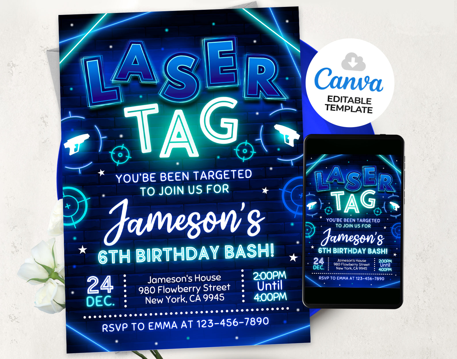 Laser Tag Birthday Invitation Etemply