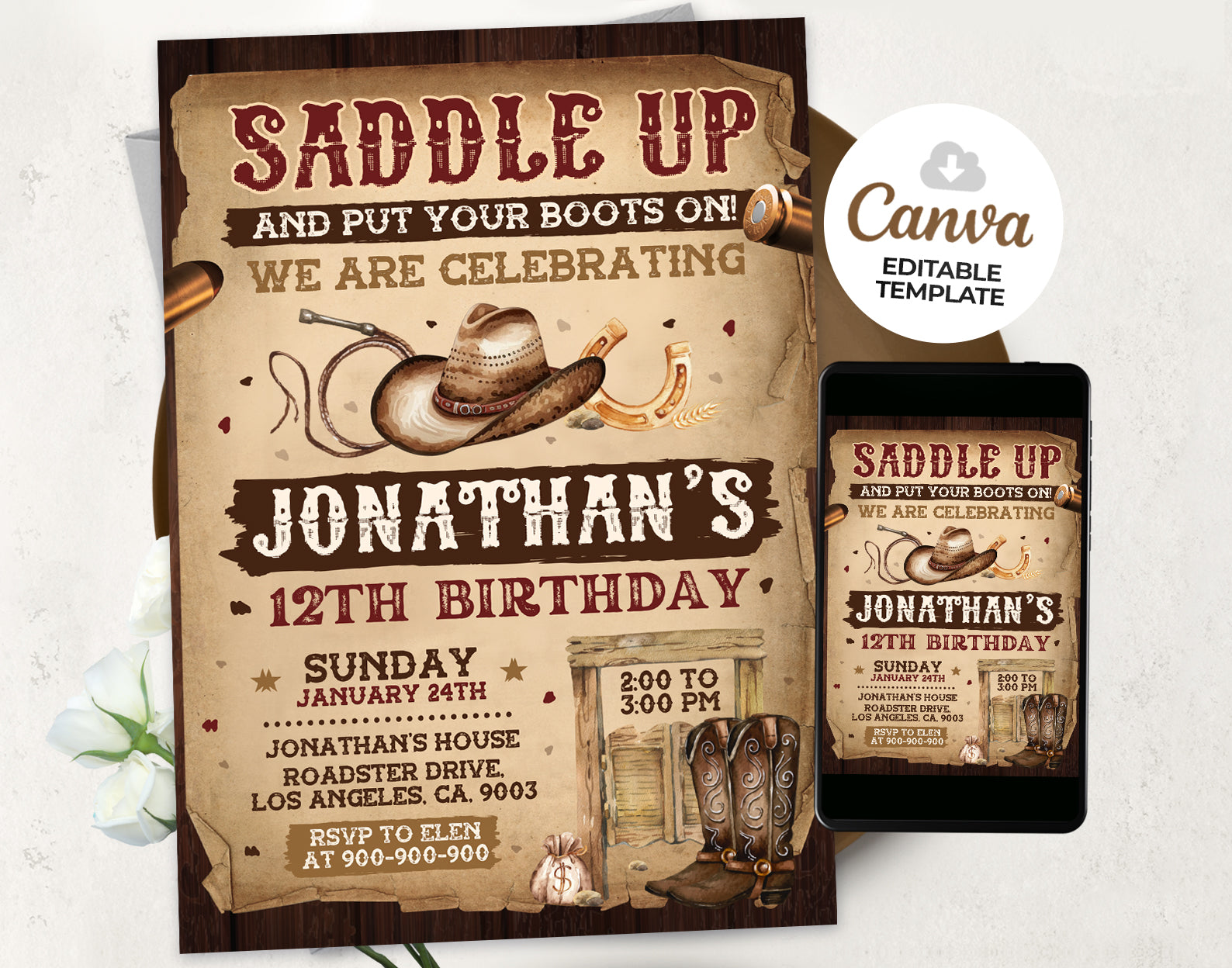 Western Birthday Invitation Etemply