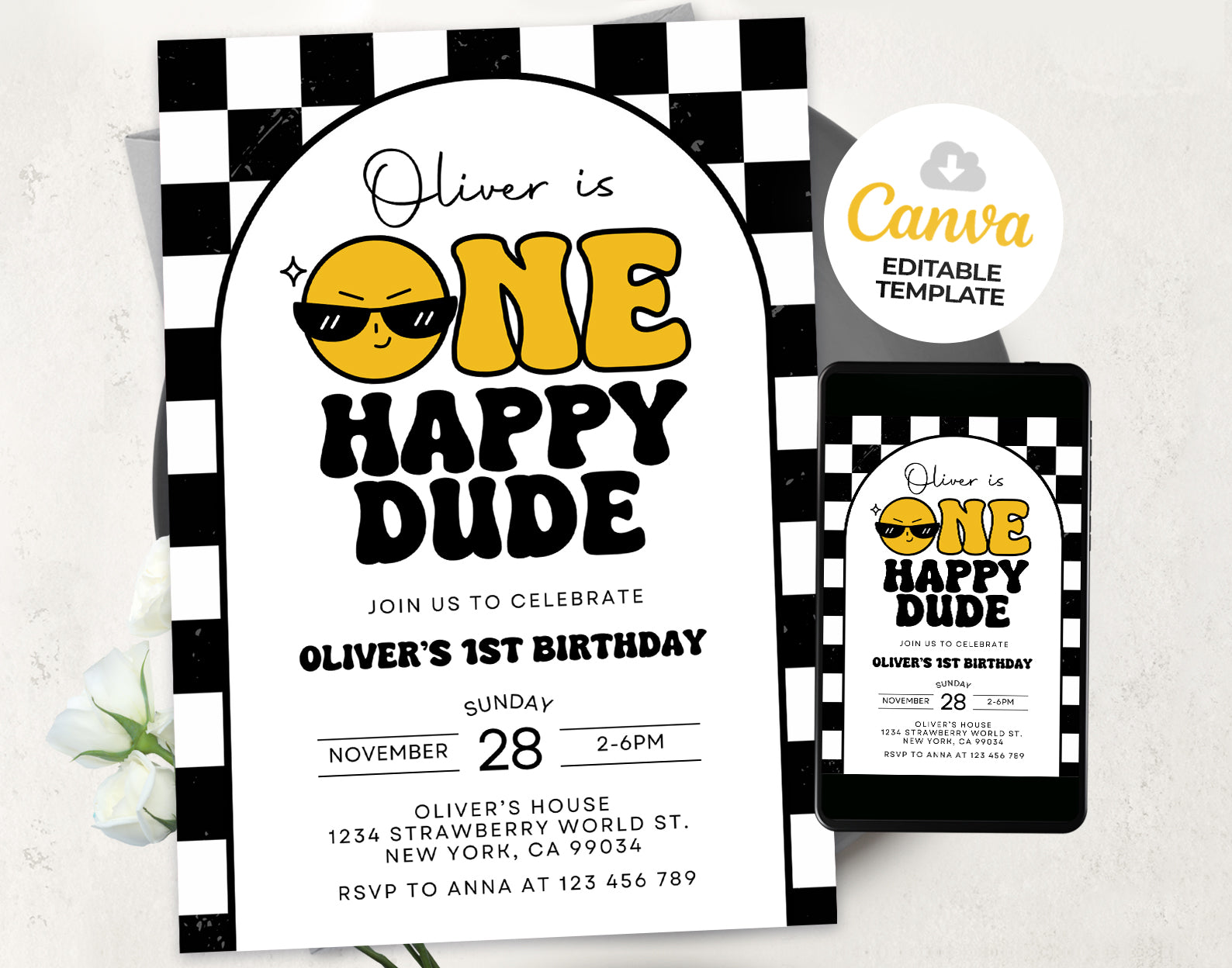 One Happy Dude Birthday Invitation Etemply