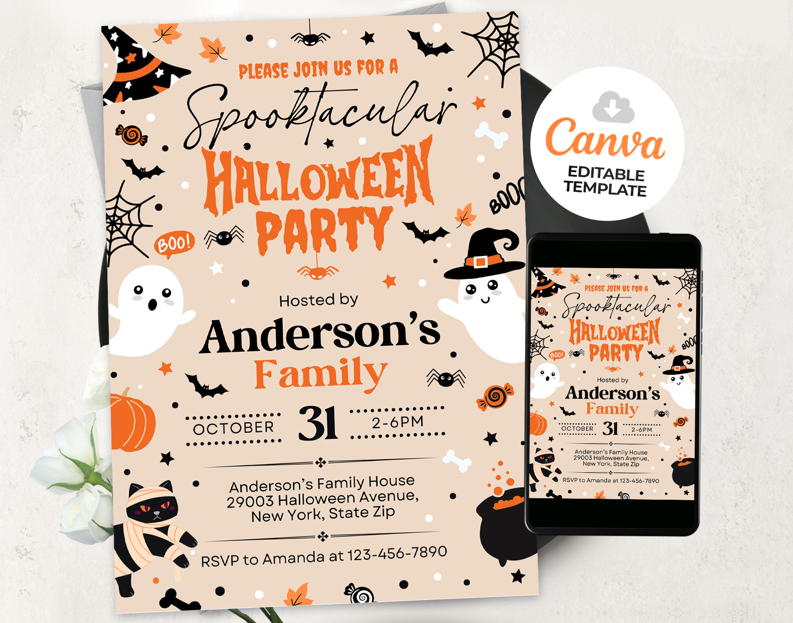 Halloween Party Invitation, Halloween Family Hosted Party Invite Etemply