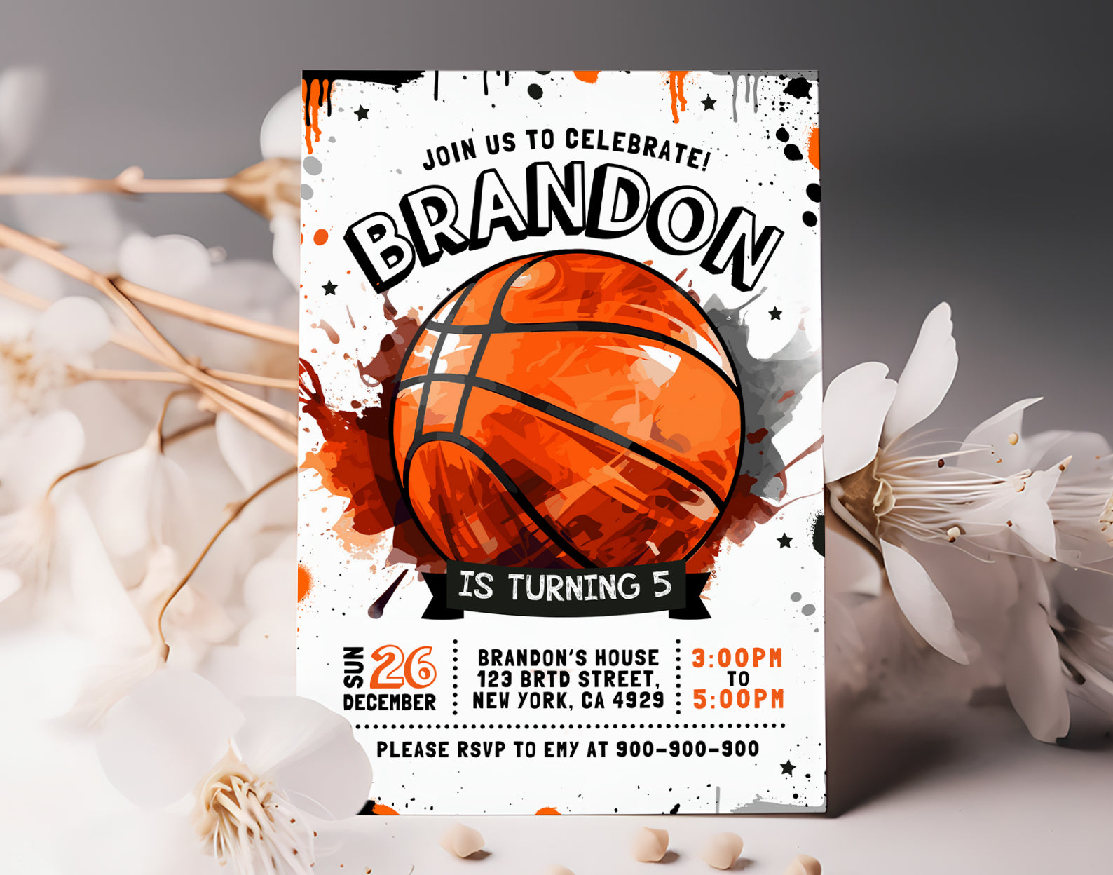 Basketball Birthday Invitation Etemply