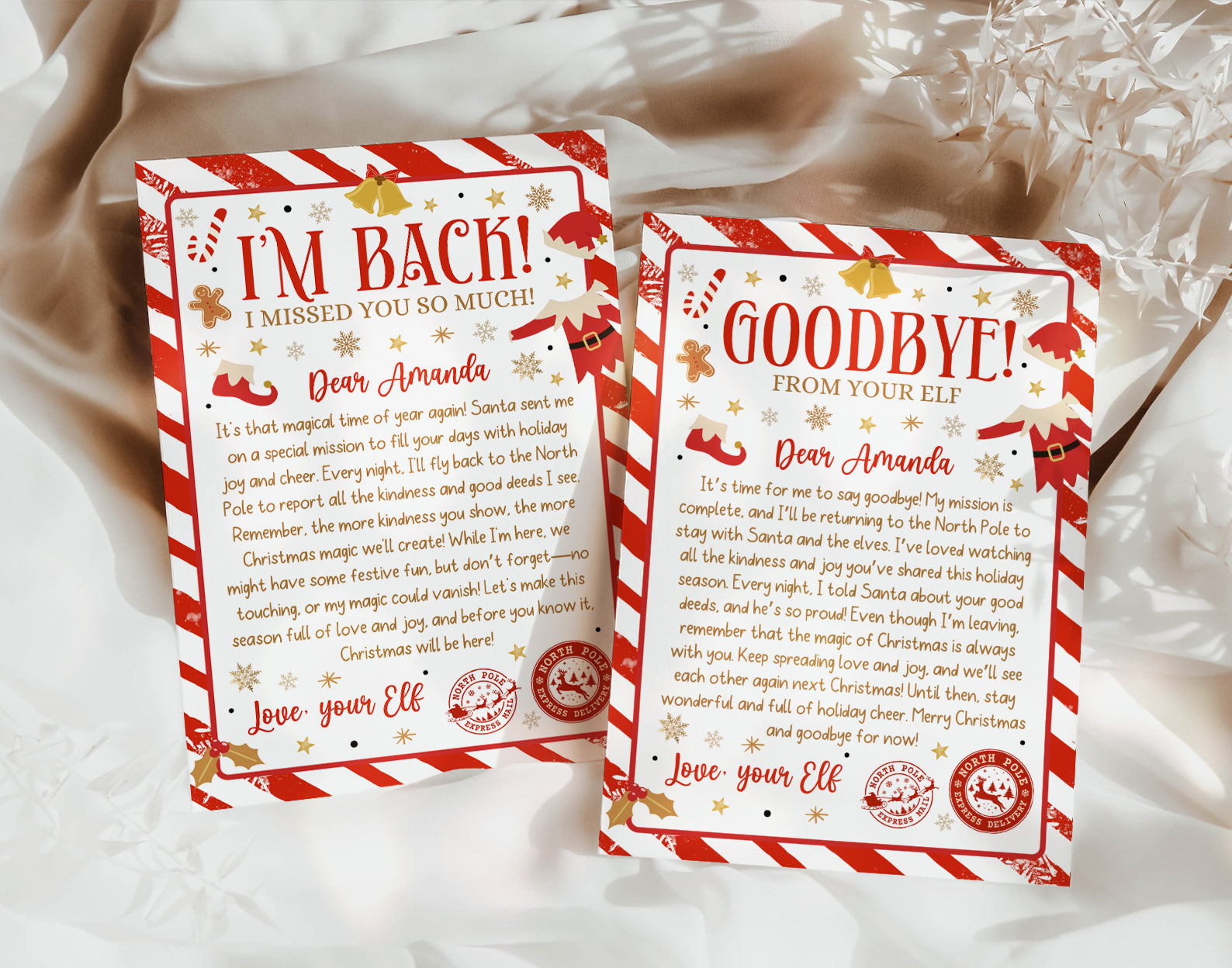 Elf Letters, Elf Arrival letter, Elf Return Letter, Elf I'm Back Christmas Letter Etemply