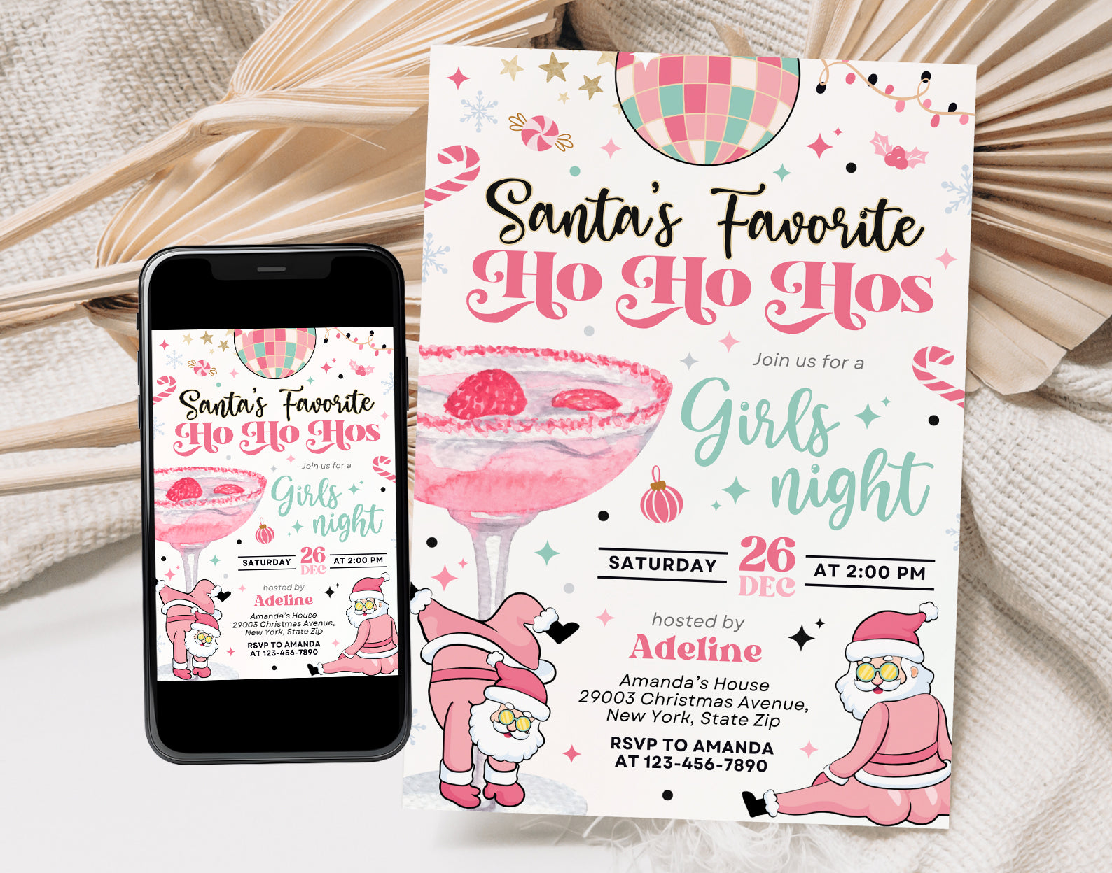 Girls Night Christmas Invitation, Funny Christmas Party Invitation Etemply