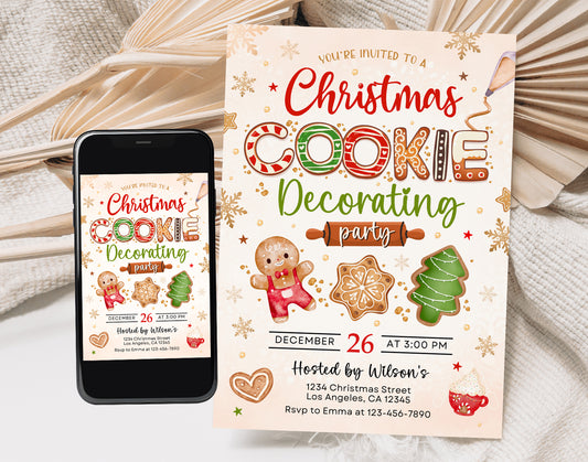 Cookie Decorating Party Invite, Cookie Exchange Invitation, Cookie Christmas Party Invite