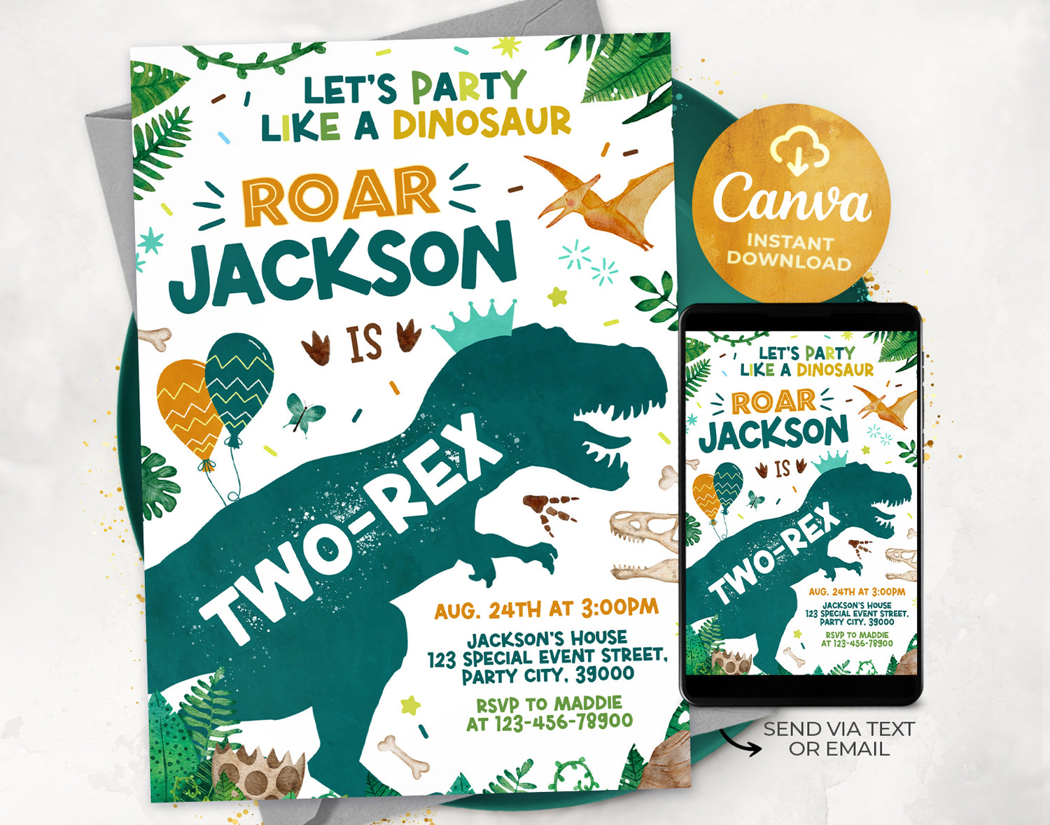 Two Rex Birthday Invitations