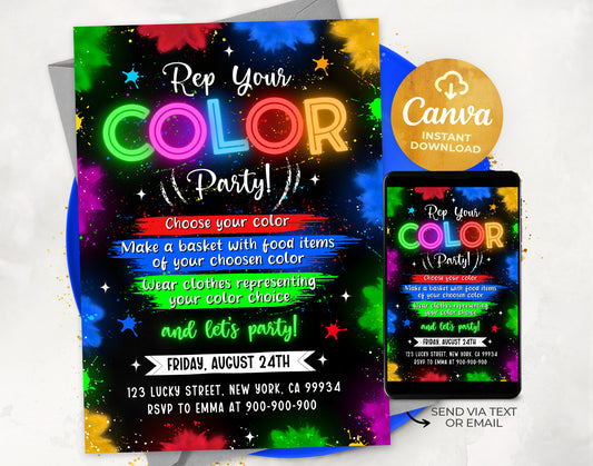 Color Party Invitation, Rep your color party invitation Etemply