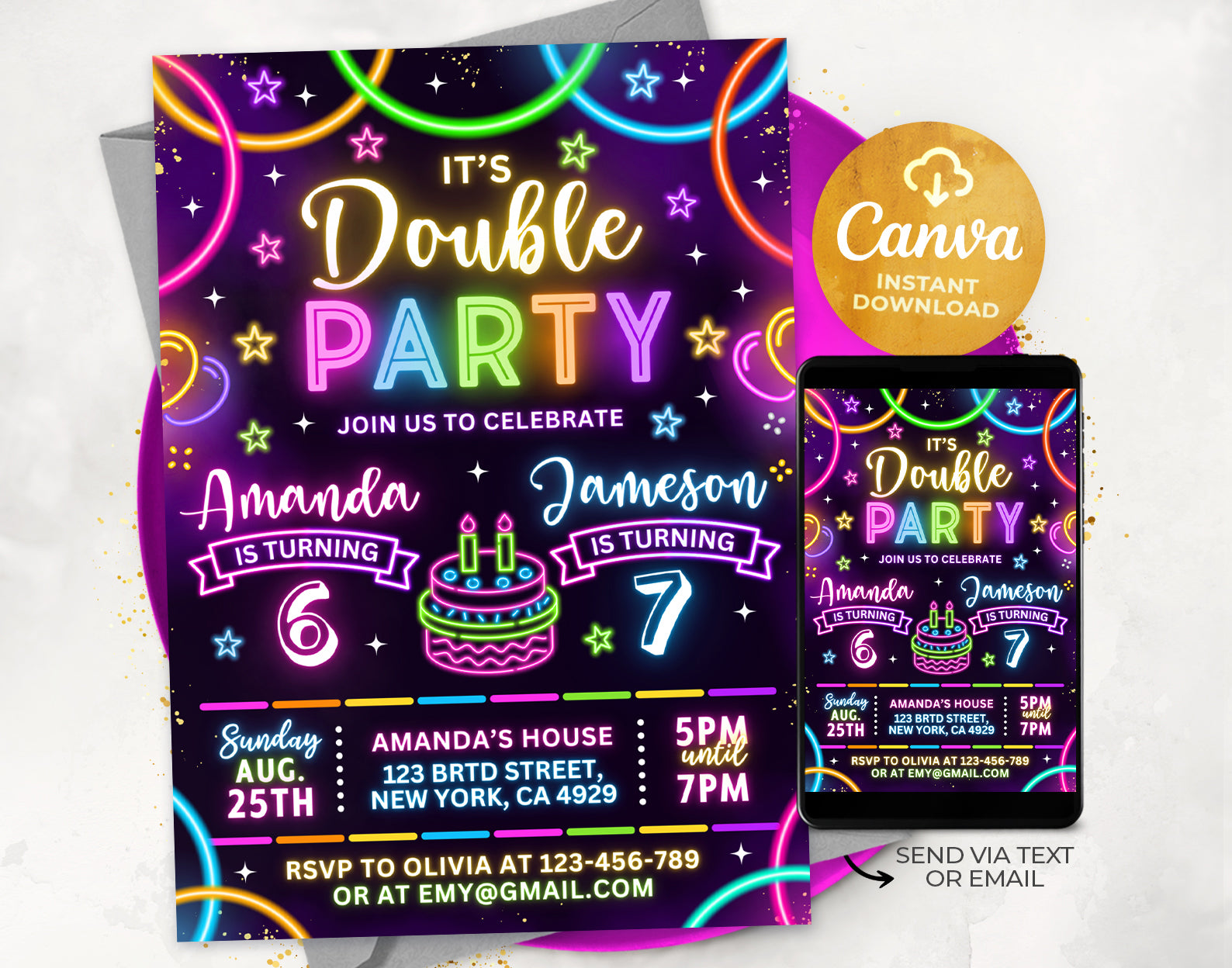 Joint Birthday Party Invitation, Double Birthday Invitation Etemply