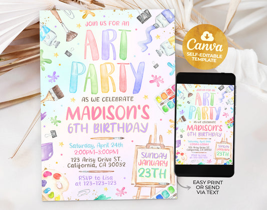 Art Party Invitation, Painting Party Invitation