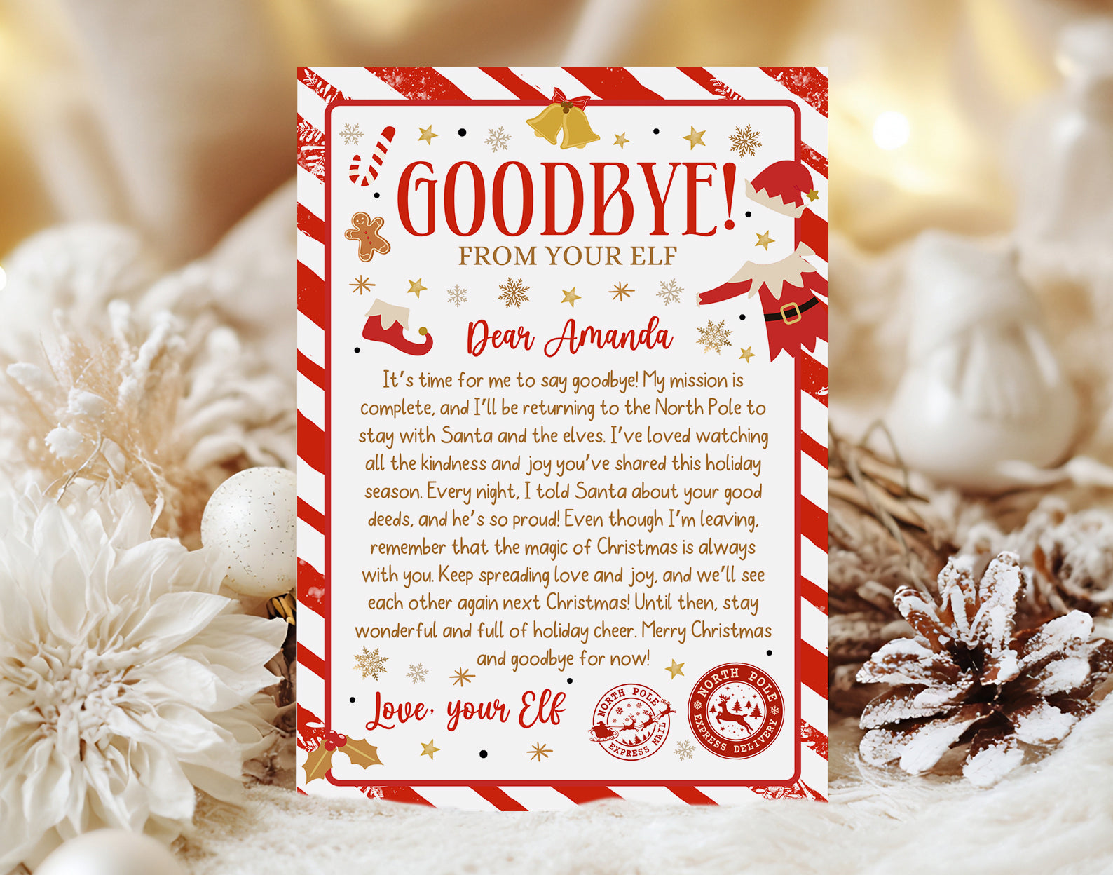 Elf Letters, Elf Arrival letter, Elf Return Letter, Elf I'm Back Christmas Letter Etemply