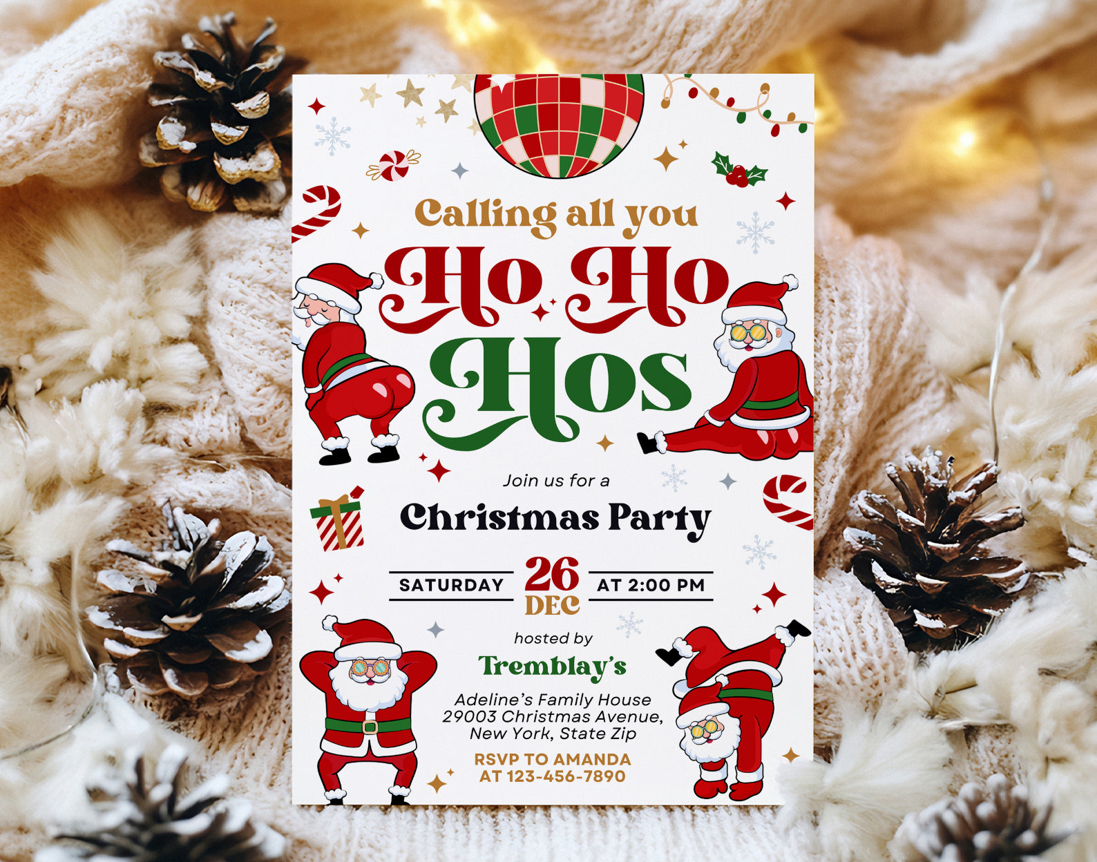 Funny Christmas Party Invitation, Calling all you Ho Ho Hos Invitation Etemply