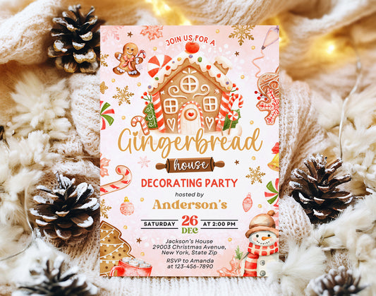 Gingerbread House Invitation, Gingerbread Decorating House Party Invite Etemply