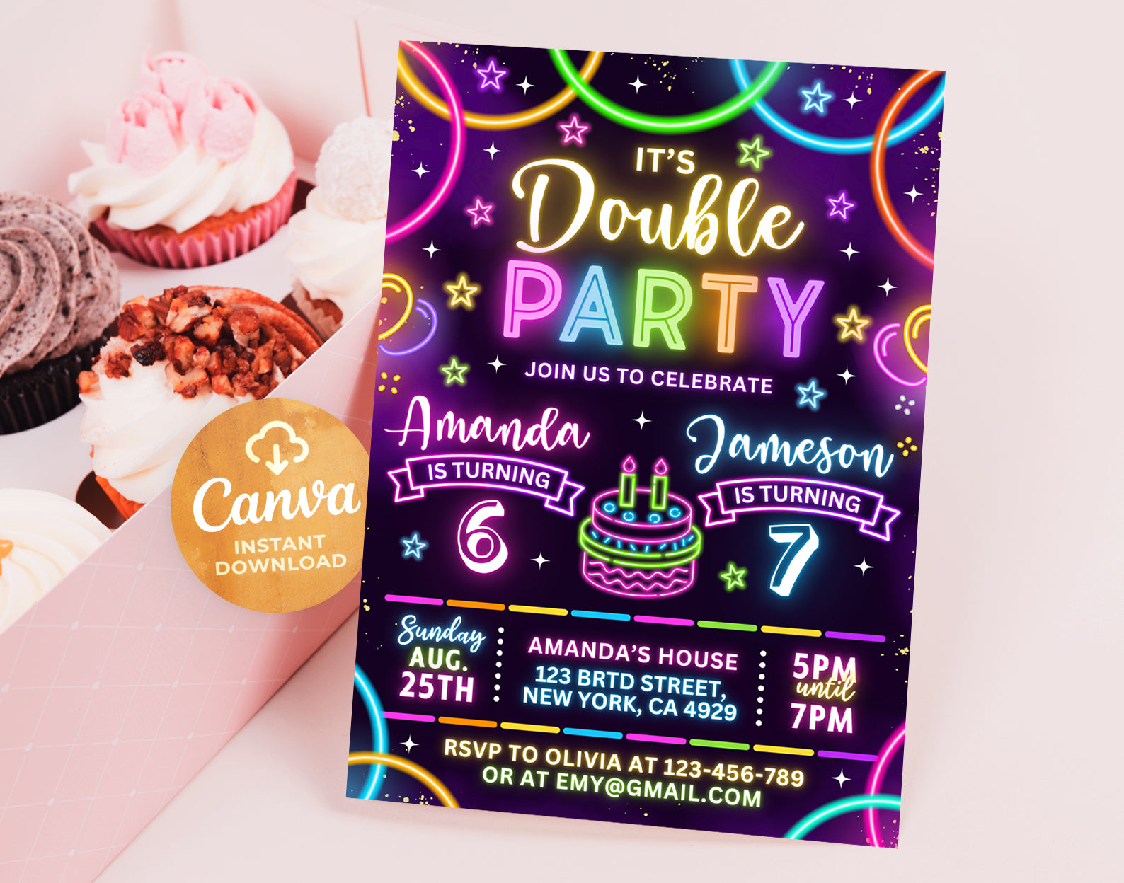 Joint Birthday Party Invitation, Double Birthday Invitation Etemply