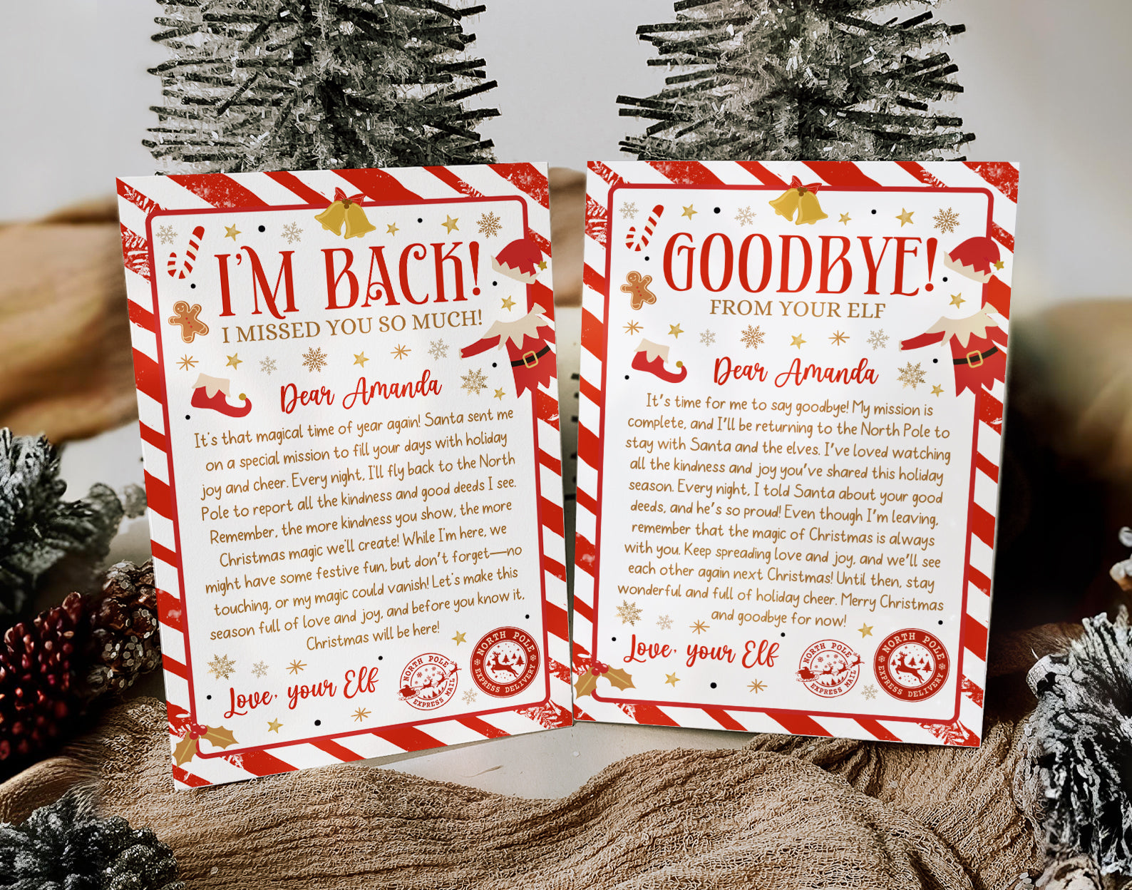 Elf Letters, Elf Arrival letter, Elf Return Letter, Elf I'm Back Christmas Letter Etemply