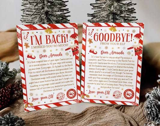 Elf Letters, Elf Arrival letter, Elf Return Letter, Elf I'm Back Christmas Letter Etemply