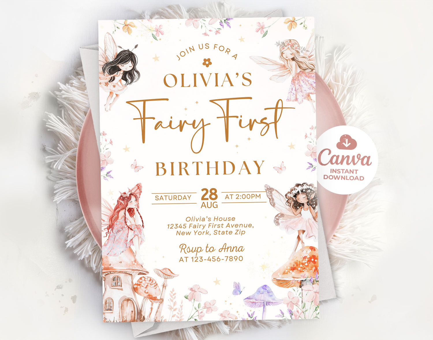 Fairy First Birthday Invitations