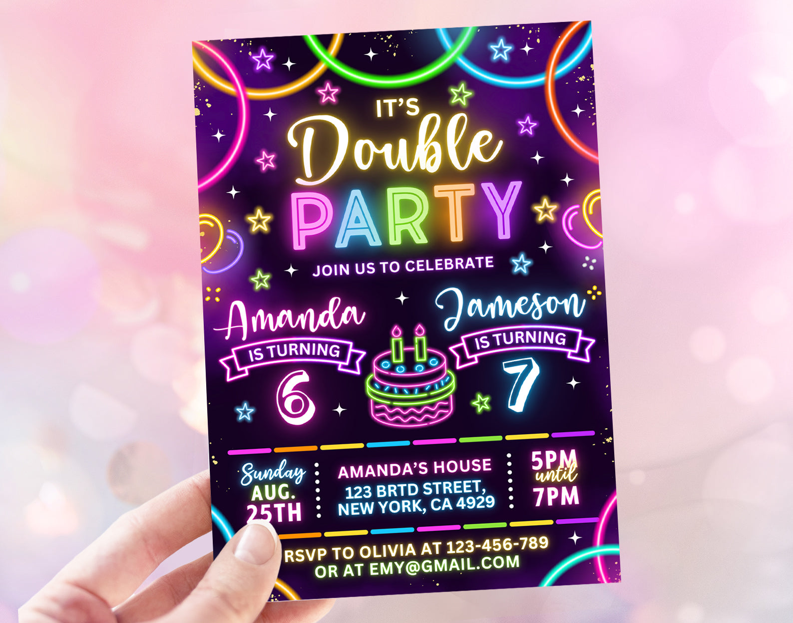 Joint Birthday Party Invitation, Double Birthday Invitation Etemply