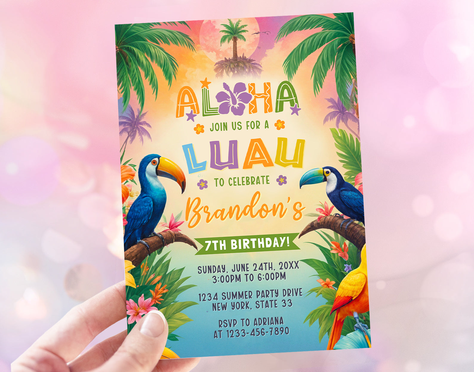 Luau Party Invitation, Aloha Tropical Party Invitation Etemply