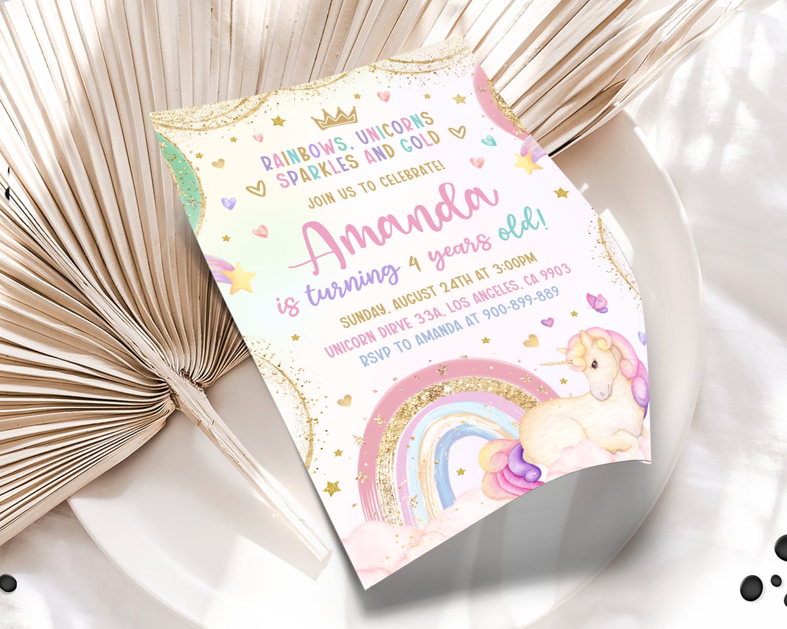 Unicorn Birthday Invitation Etemply