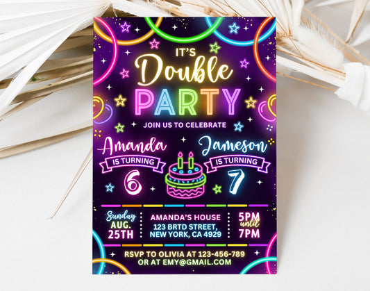 Joint Birthday Party Invitation, Double Birthday Invitation Etemply