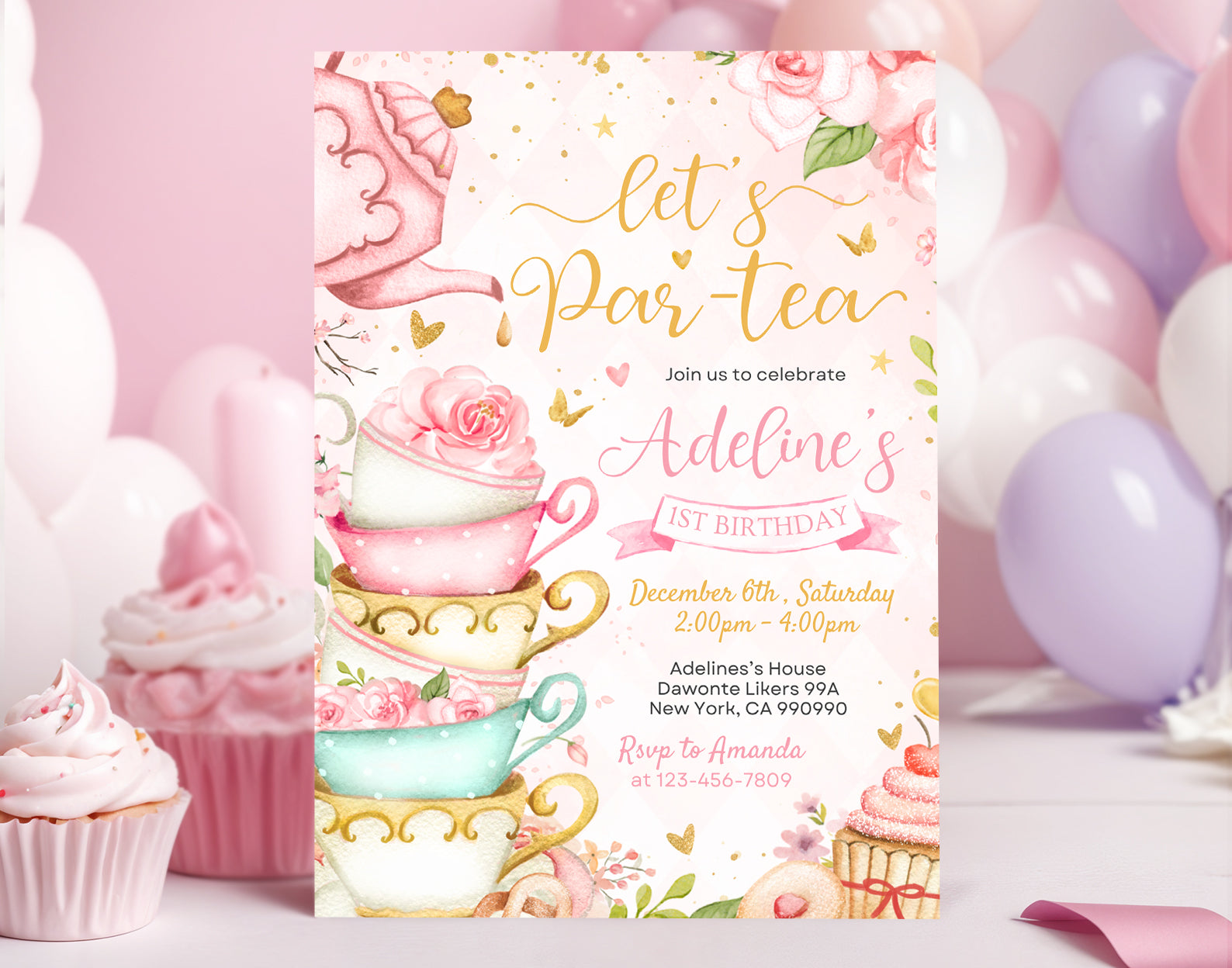 Tea Party Birthday Invitation, Invitation for Tea Party Etemply